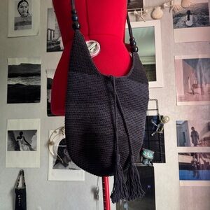 GAP Y2K crochet cotton sack crossbody bag with tassels